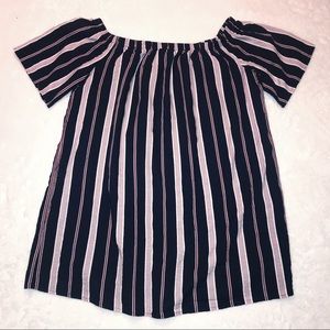 F21 Contemporary striped off the shoulder dress